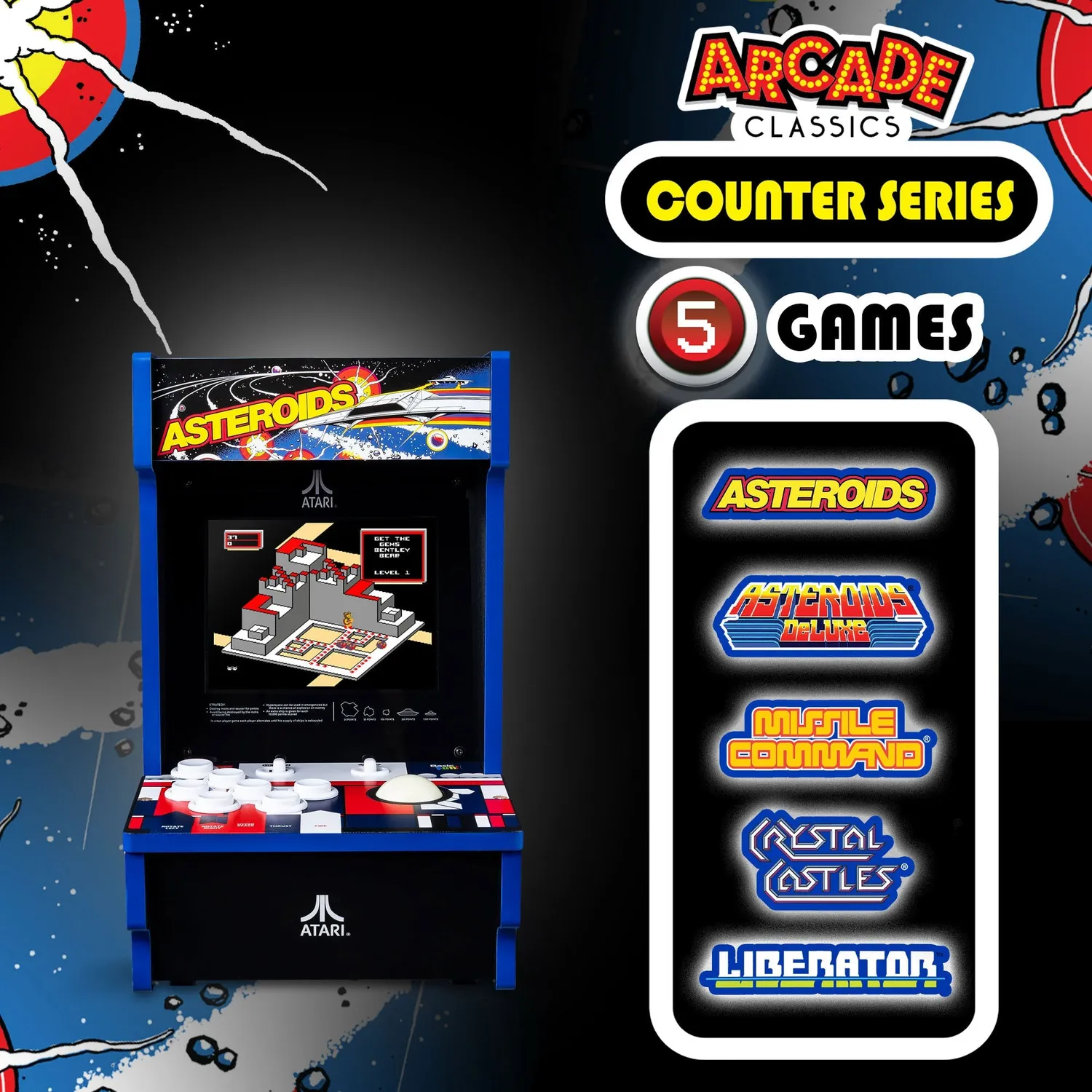 Arcade1Up Asteroids Counter arcadekast 8 inch 5 games