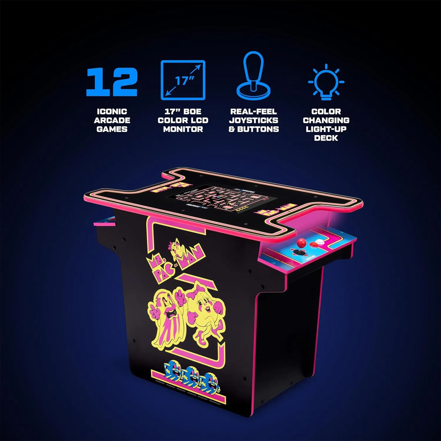 Arcade1Up Ms. Pac-Man cocktail arcadetafel 12 games