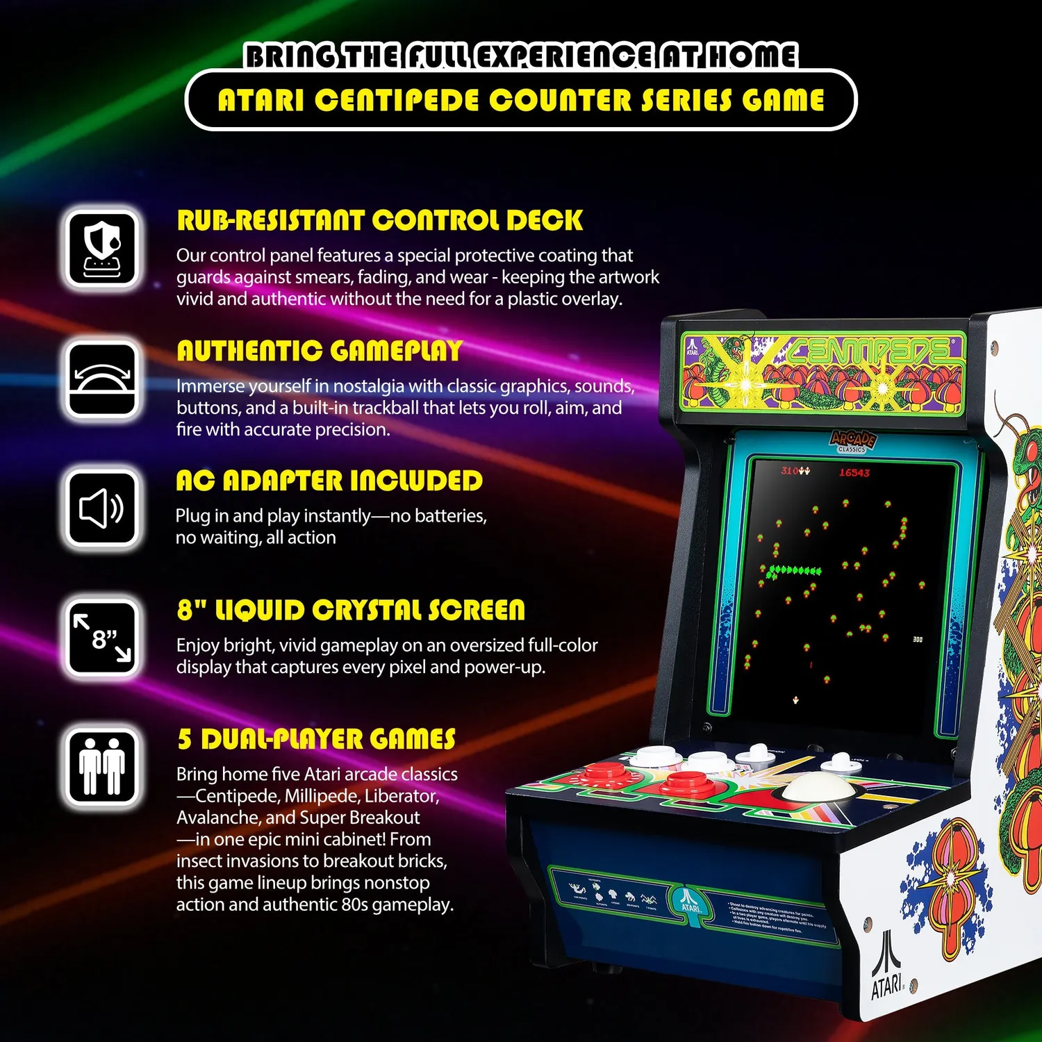Arcade1Up Atari Centipede Counter arcadekast 8 inch 5 games