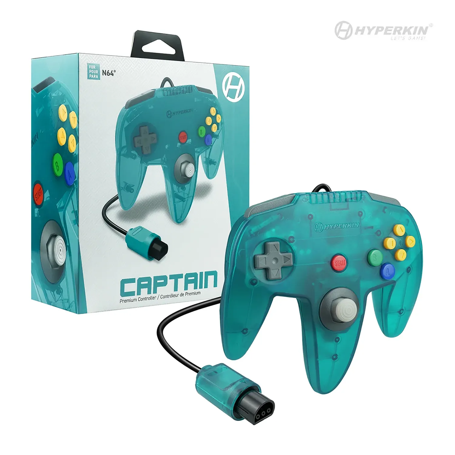 Hyperkin Captain N64 bedrade controller turquoise retro