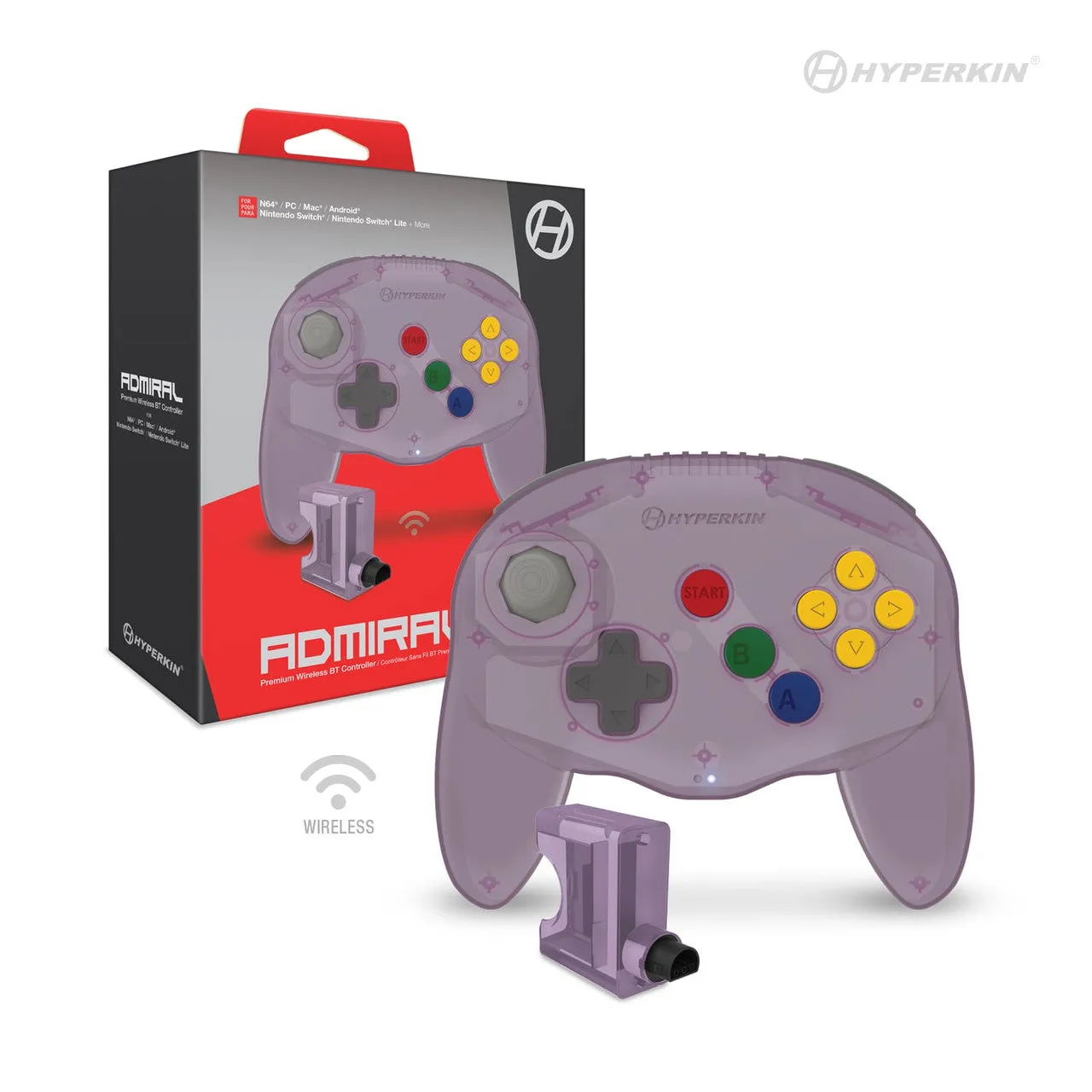 Hyperkin Admiral Premium BT N64 controller paars