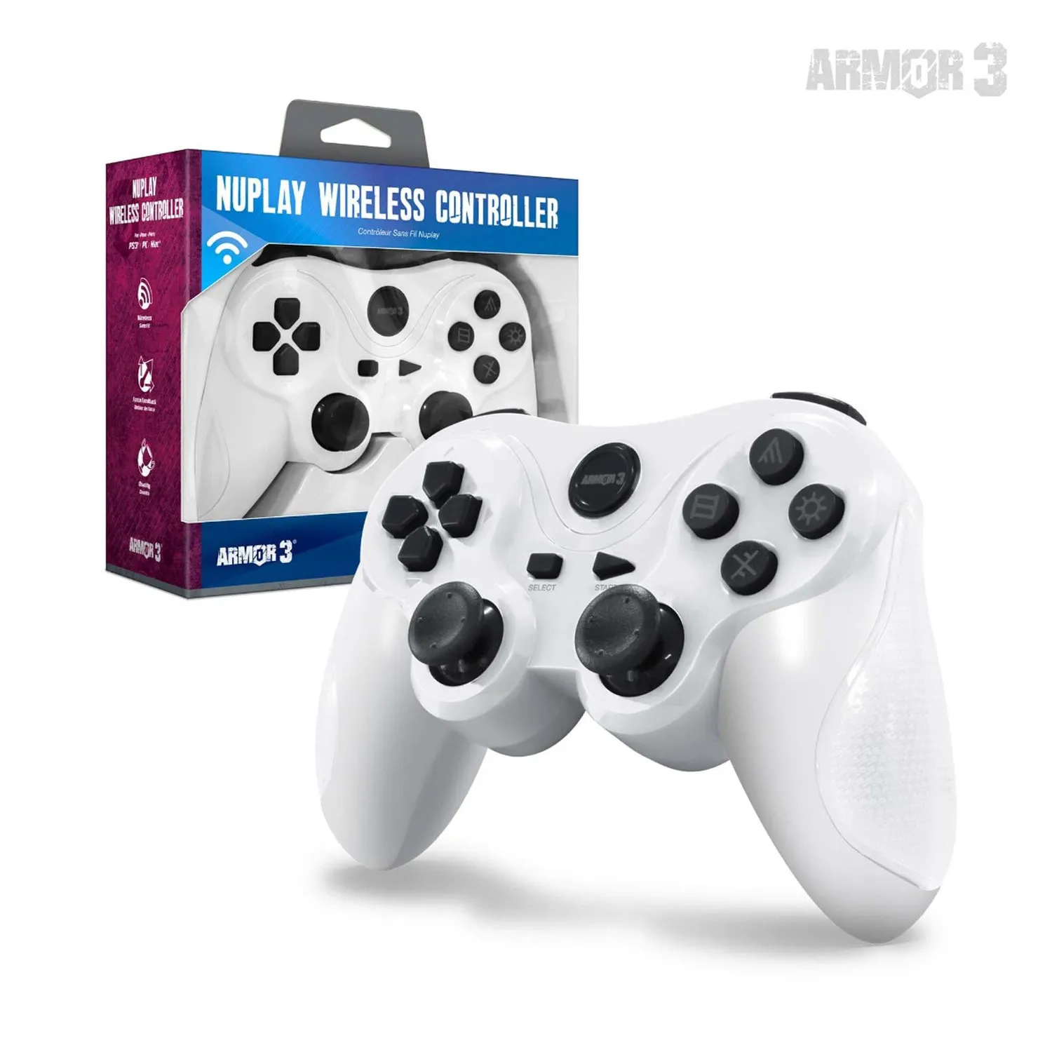 Hyperkin NuPlay PS3 draadloze controller wit drukgevoelig