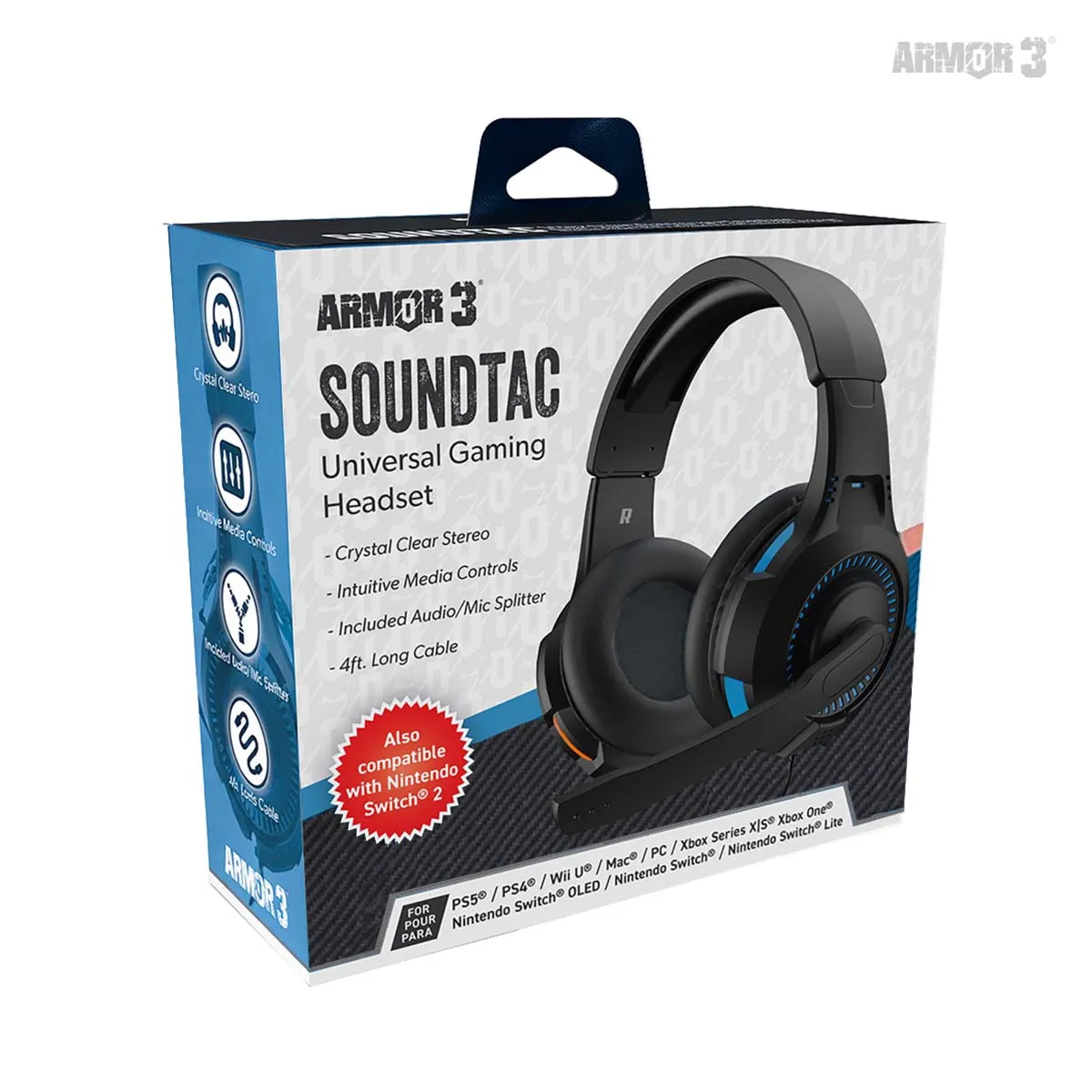 Armor3 SoundTac gaming headset bedraad blauw/oranje