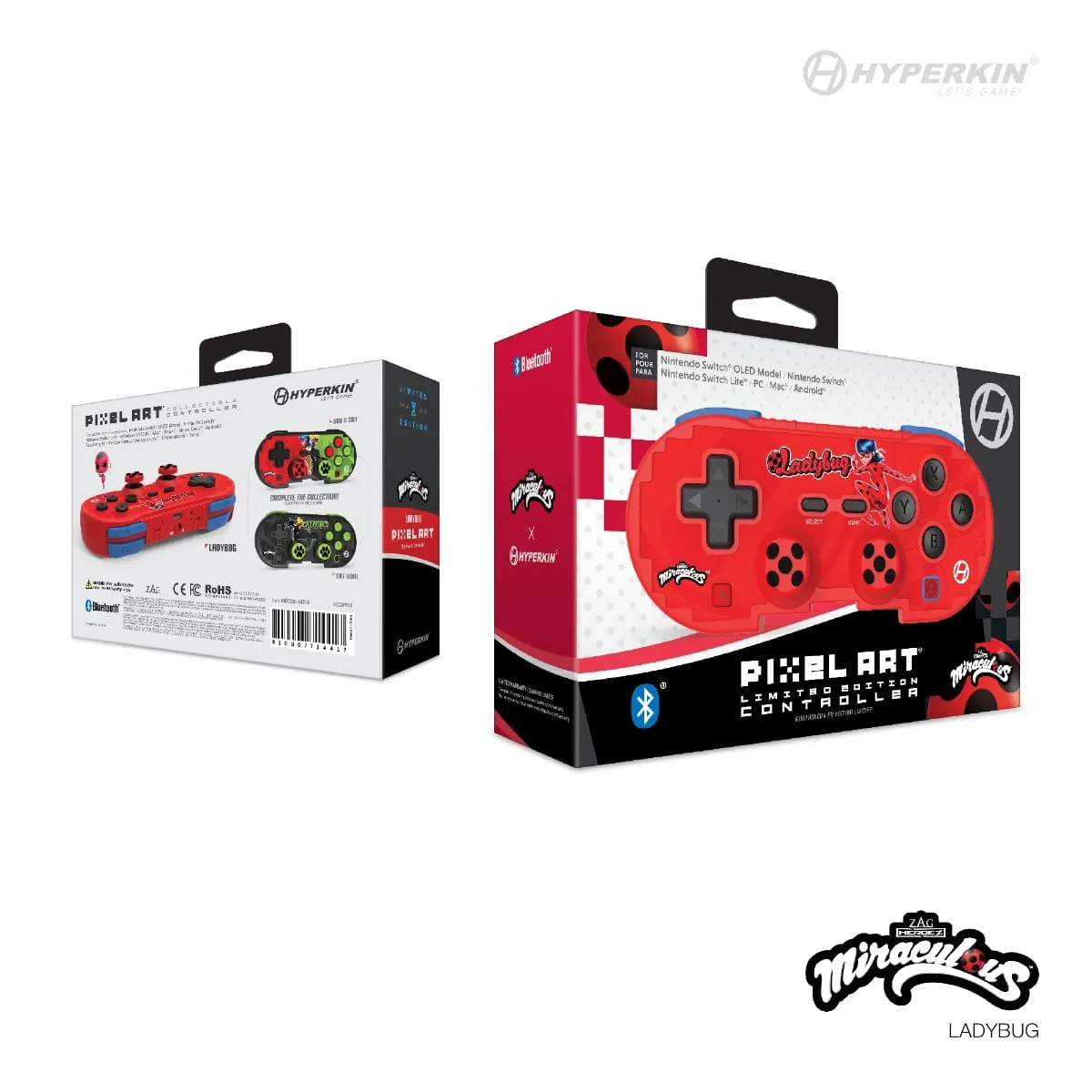 Hyperkin Pixel Art Miraculous controller bluetooth Ladybug
