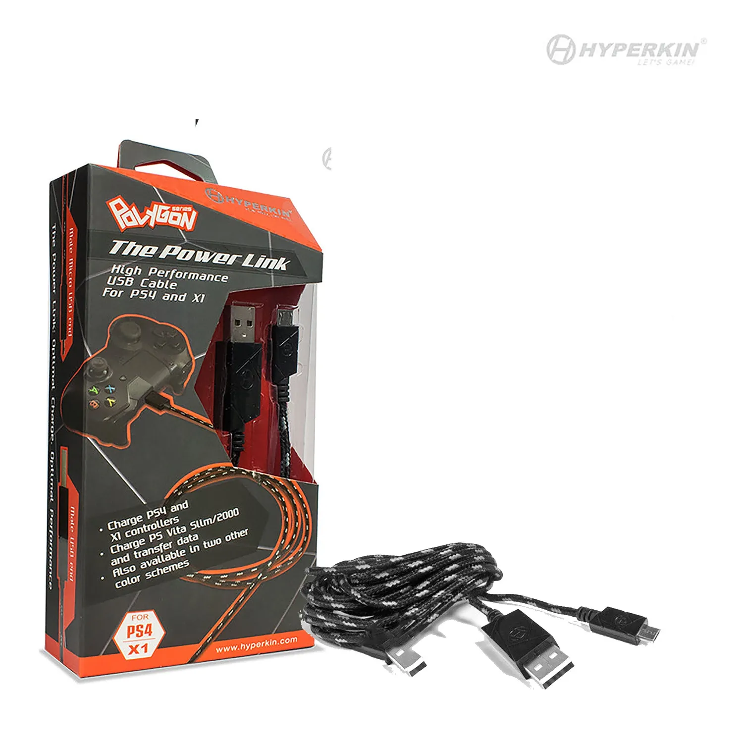 Hyperkin Power Link Polygon oplaadkabel micro-usb gevlochten