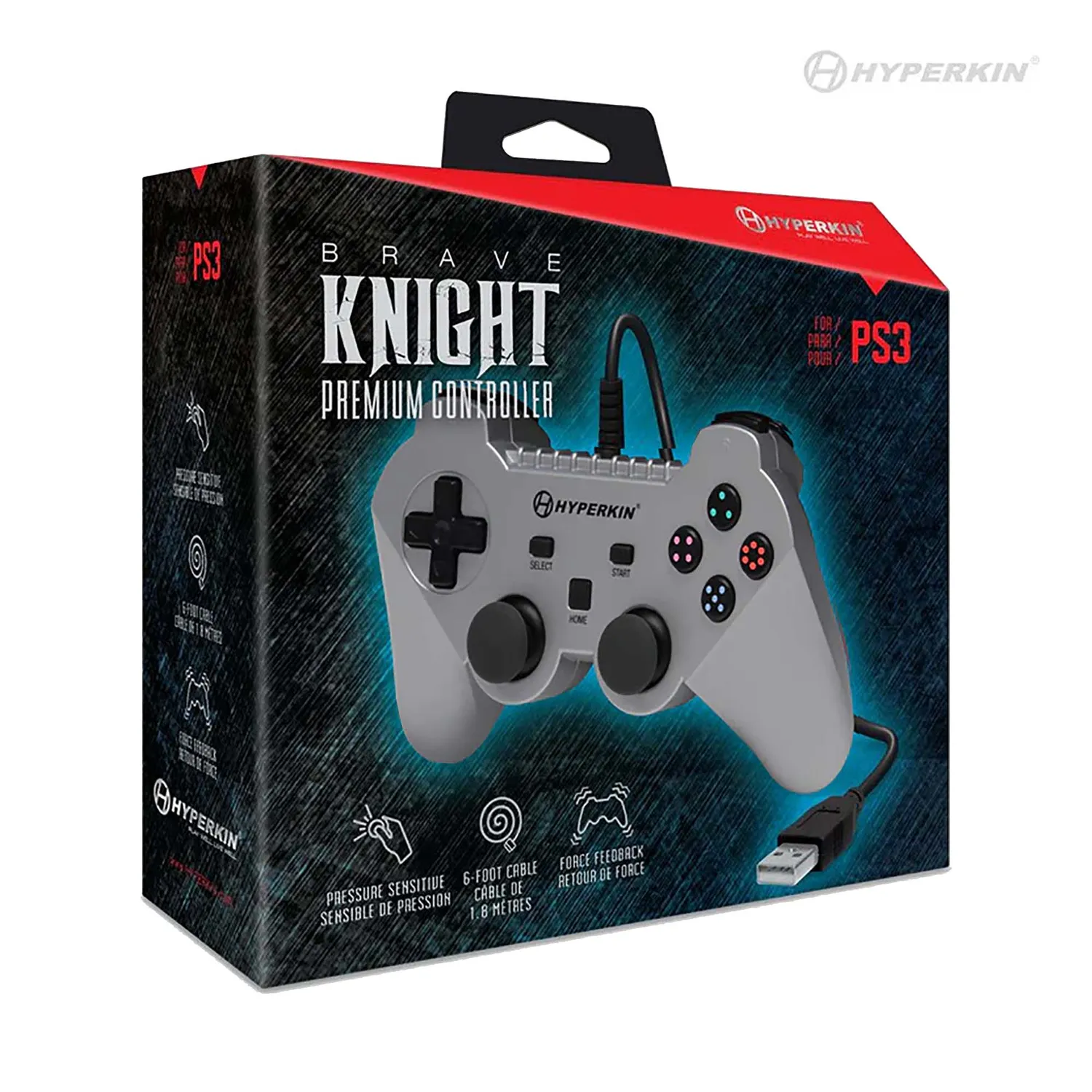 Hyperkin Brave Knight Premium bedrade controller zilver PS3