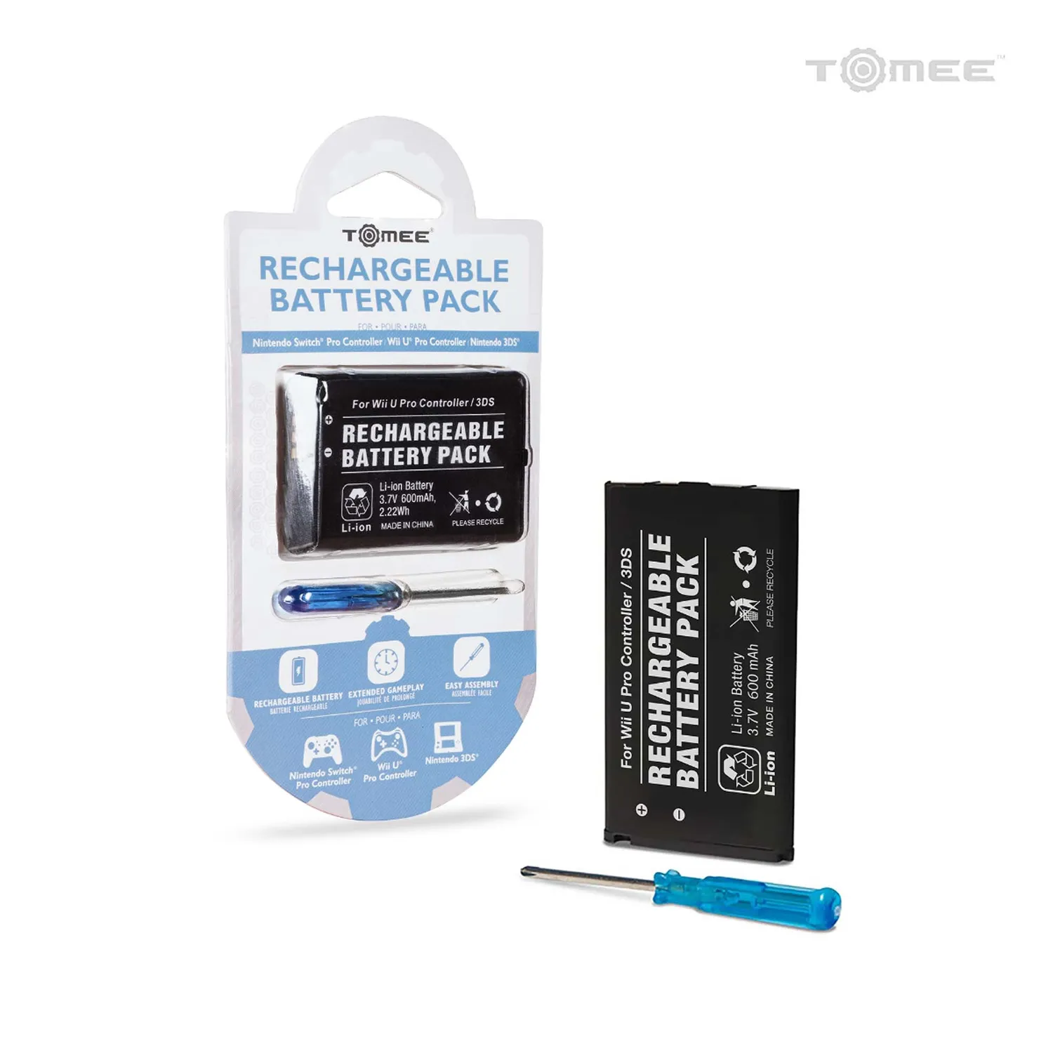 Tomee Rechargeable Battery Pack accu 600mAh Wii U 3DS