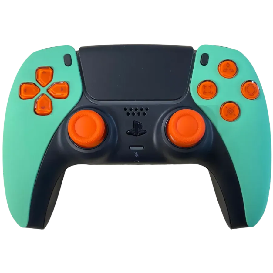 Clever Mint'n Orange PS5 controller munt oranje design