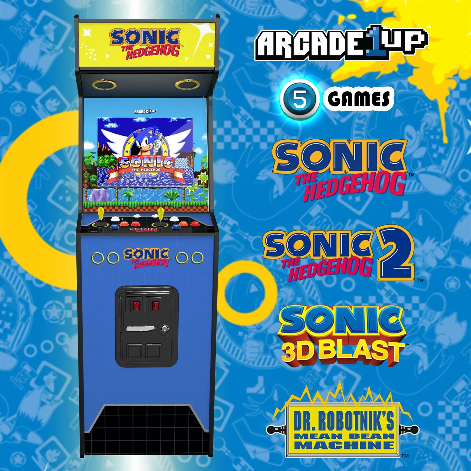 Arcade1Up Deluxe Sonic the Hedgehog arcadeautomaat 4 spellen