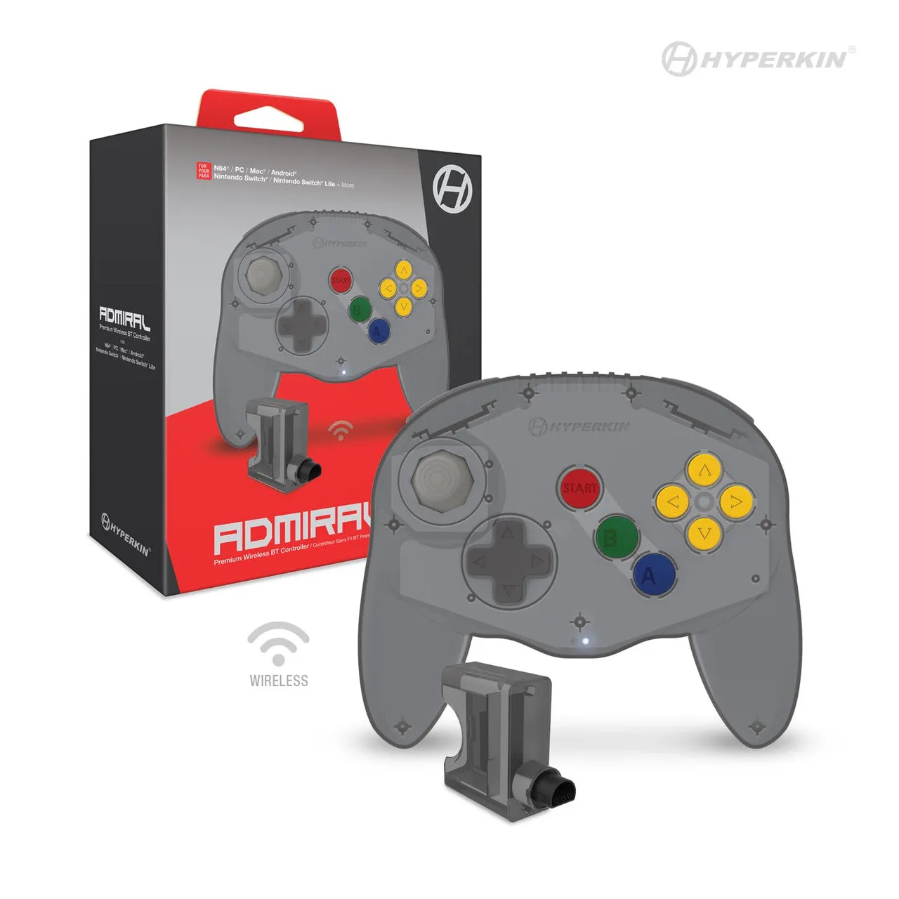 Hyperkin Admiral Premium BT controller N64 Space Black draadloos