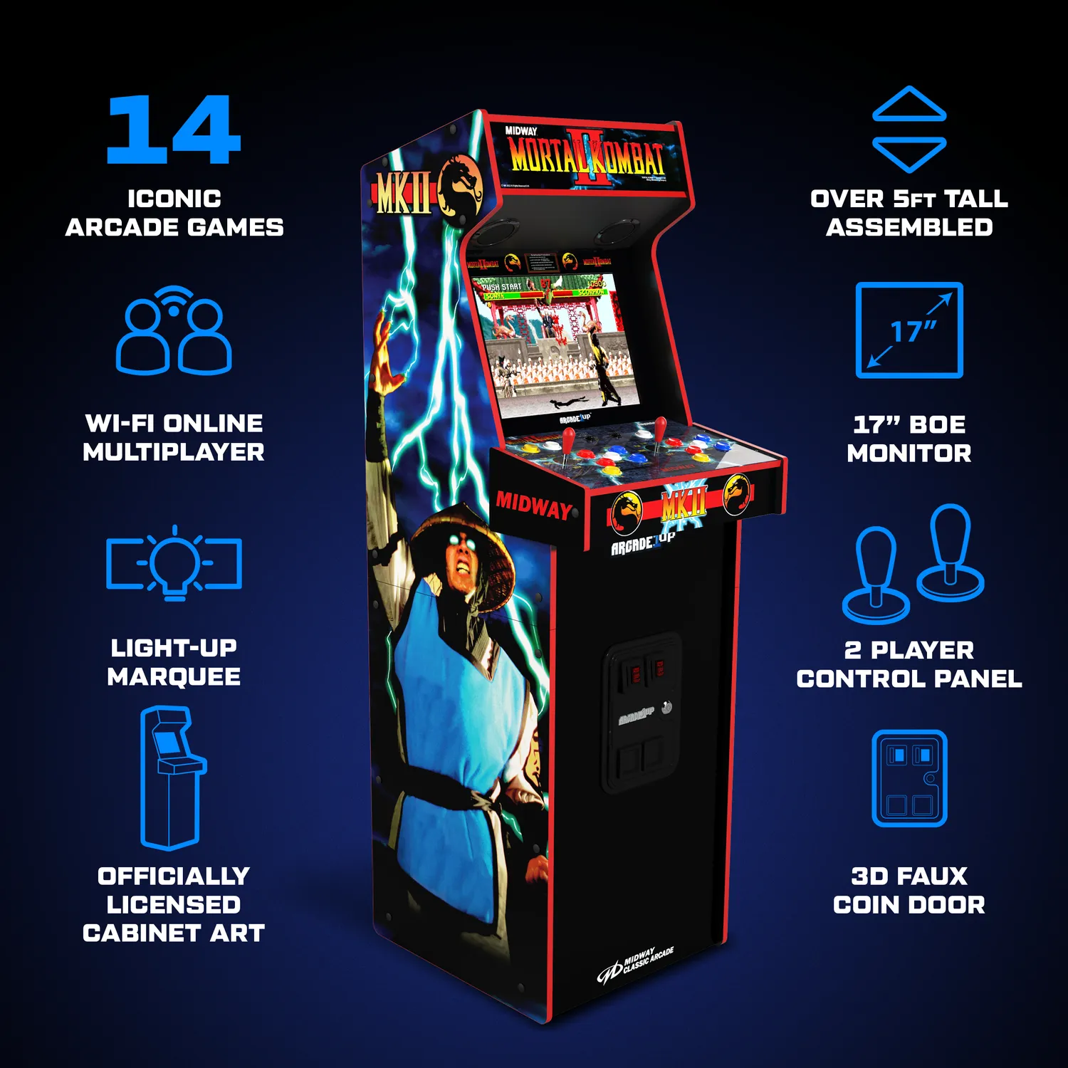 Arcade1Up Mortal Kombat II Deluxe arcadekast 17 inch 14 games