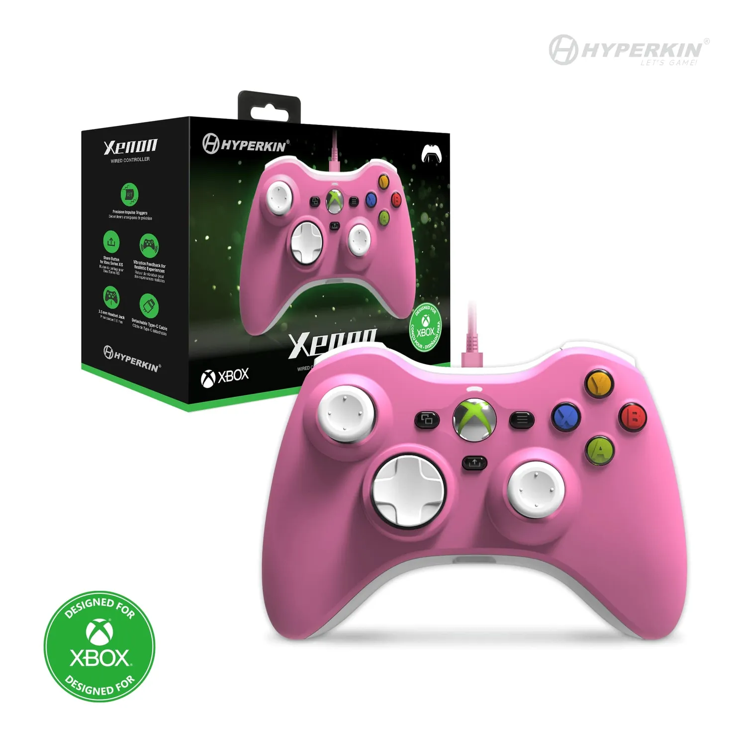 Hyperkin Xenon Xbox controller bedraad roze