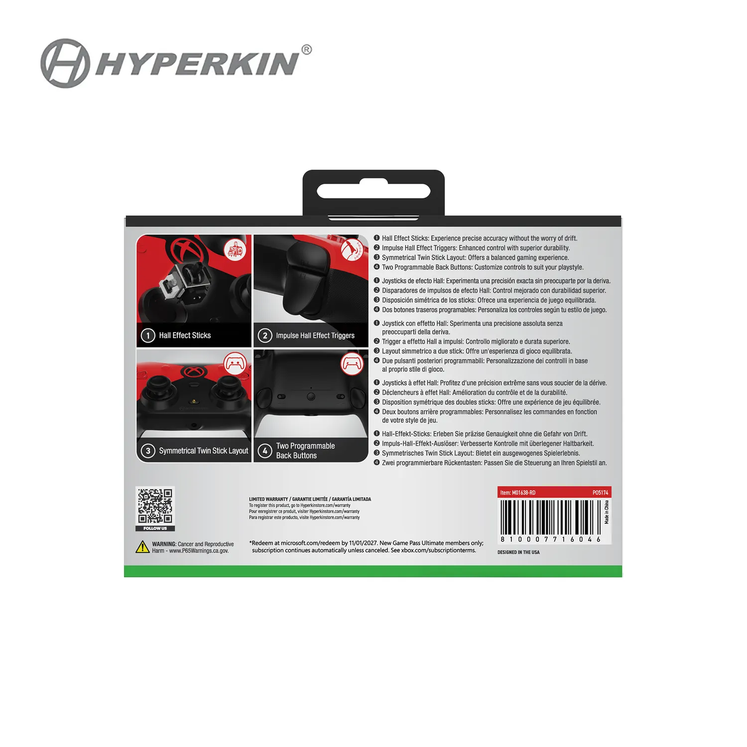 Hyperkin Competitor Xbox-controller bedraad rood