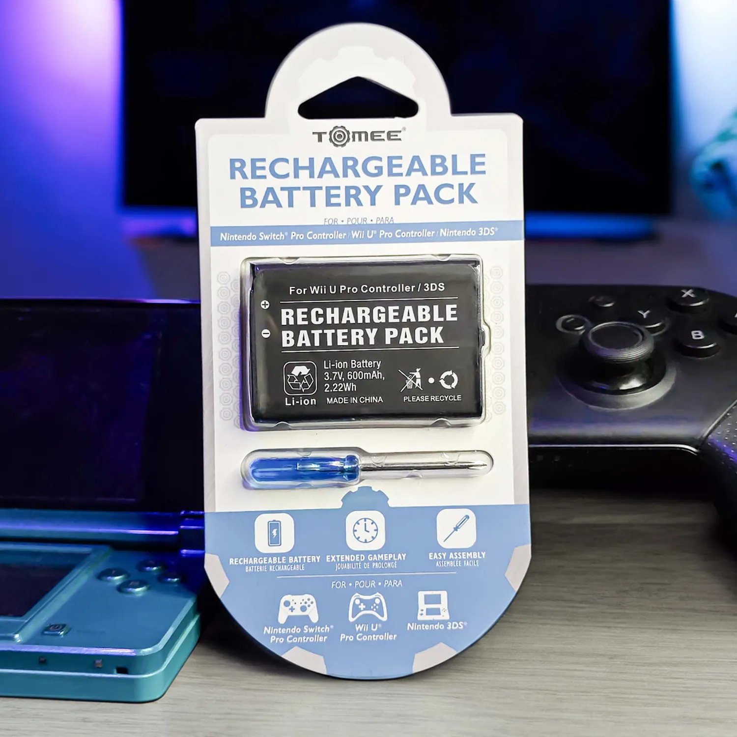 Tomee Rechargeable Battery Pack accu 600mAh Wii U 3DS