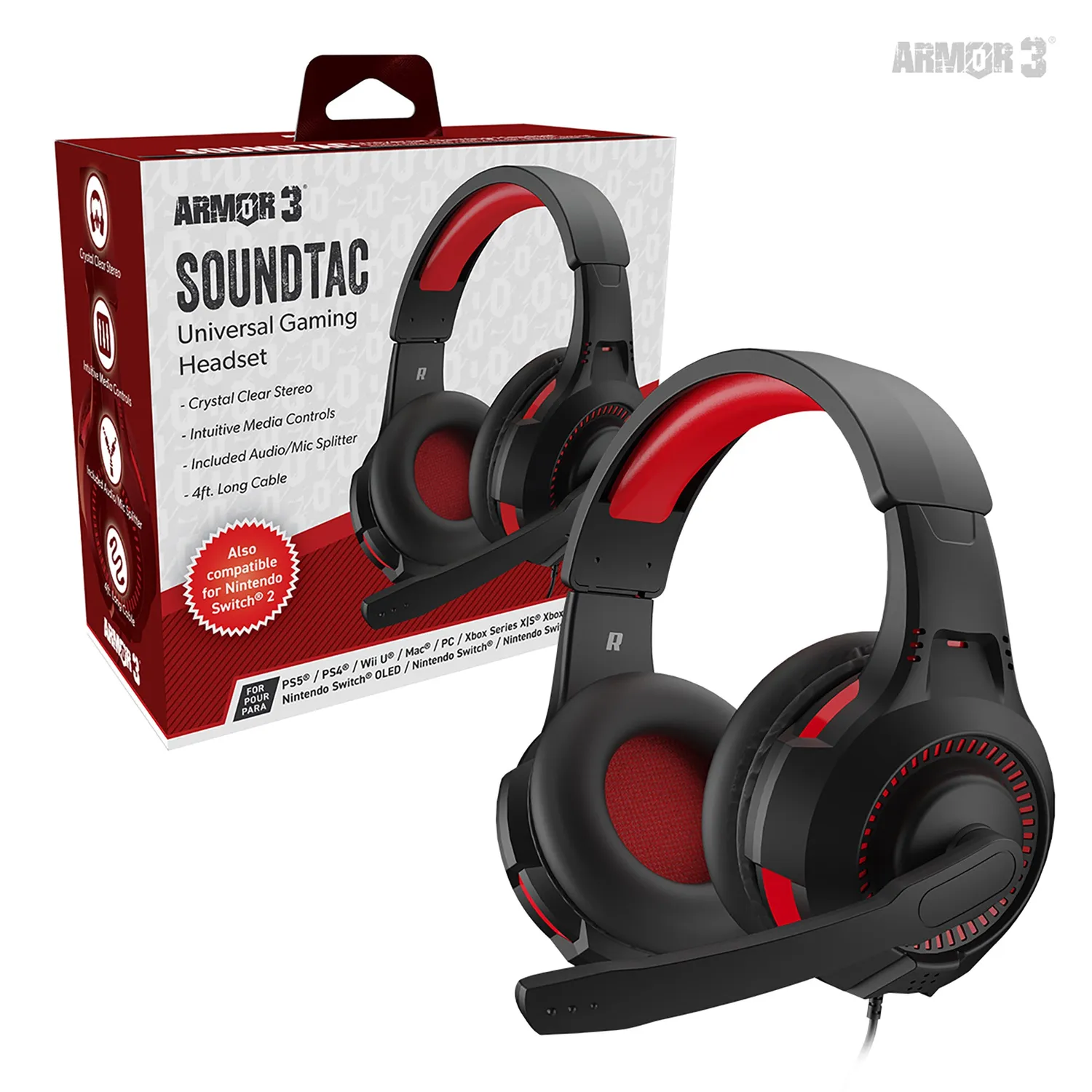 Hyperkin SoundTac gaming headset rood universeel