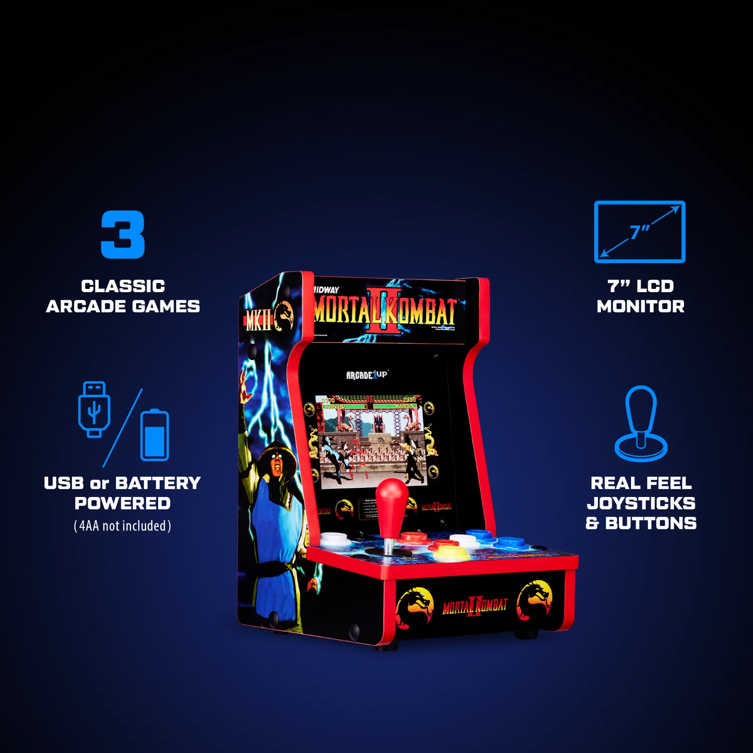 Arcade1Up Mortal Kombat II Countercade arcadekast 7 inch 3 games