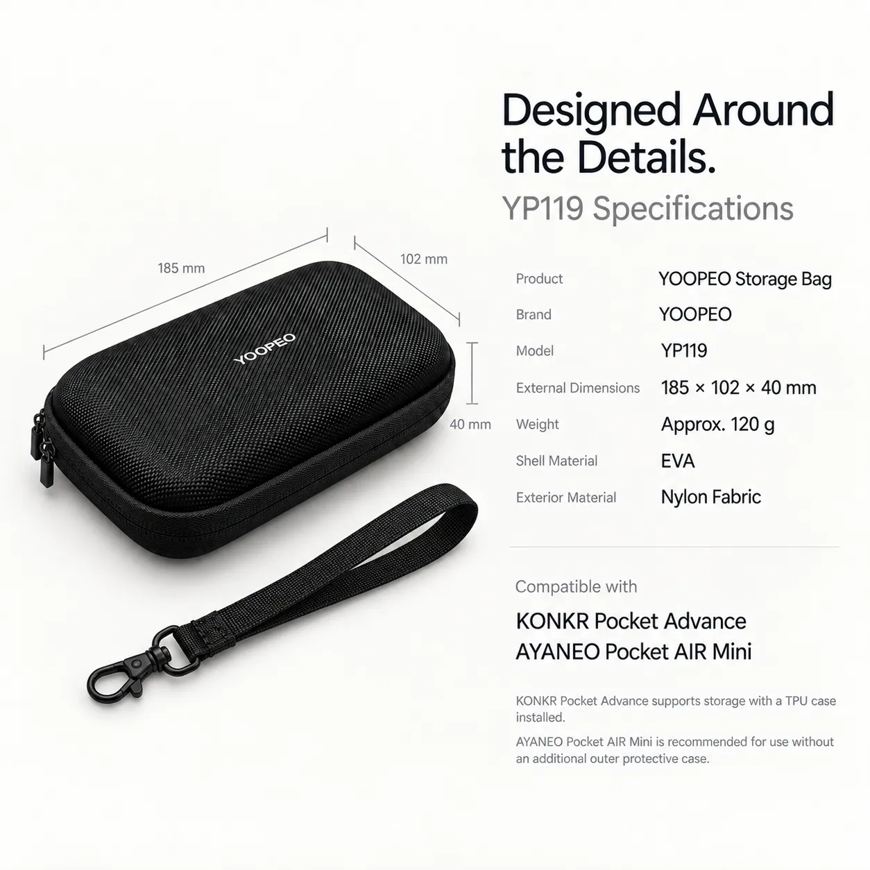YOOPEO YP119 hoes KONKR Pocket Advance zwart