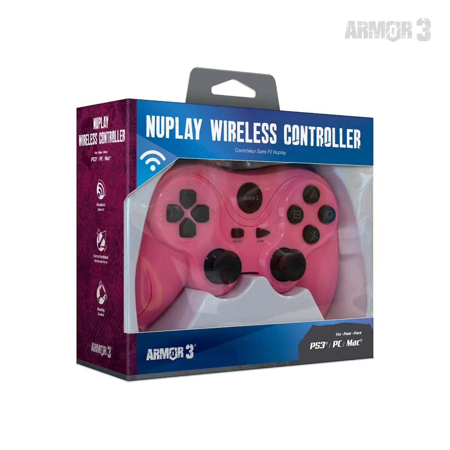 Hyperkin NuPlay PS3 draadloze controller roze drukgevoelig