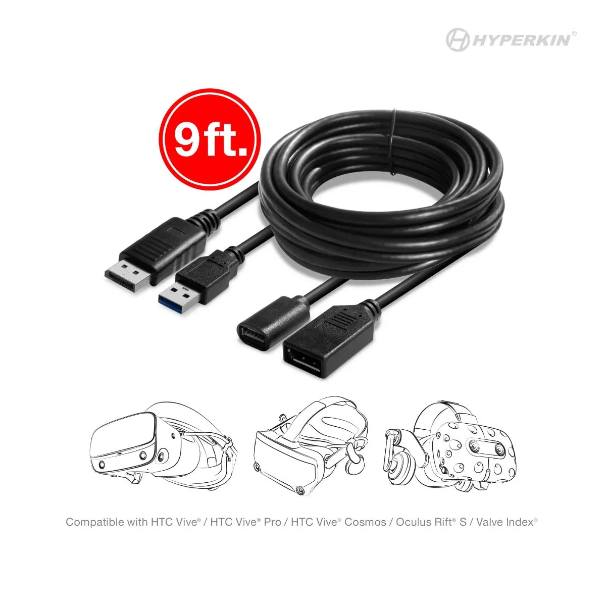 Hyperkin 2 in 1 VR verlengkabel 9 ft DisplayPort USB