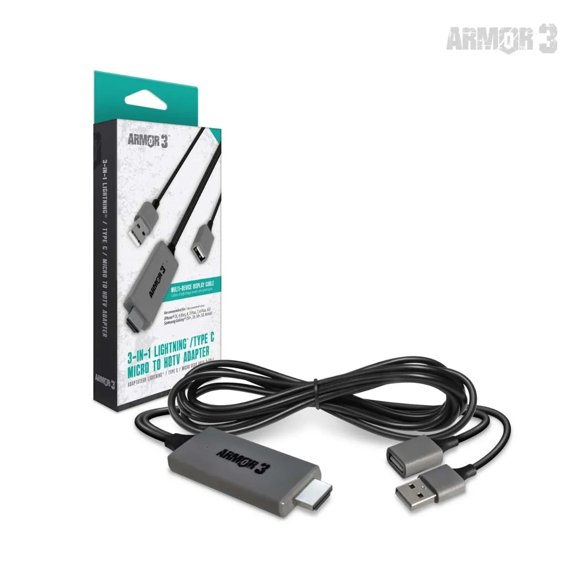 Hyperkin 3-in-1 Lightning USB-C Micro HDTV adapter